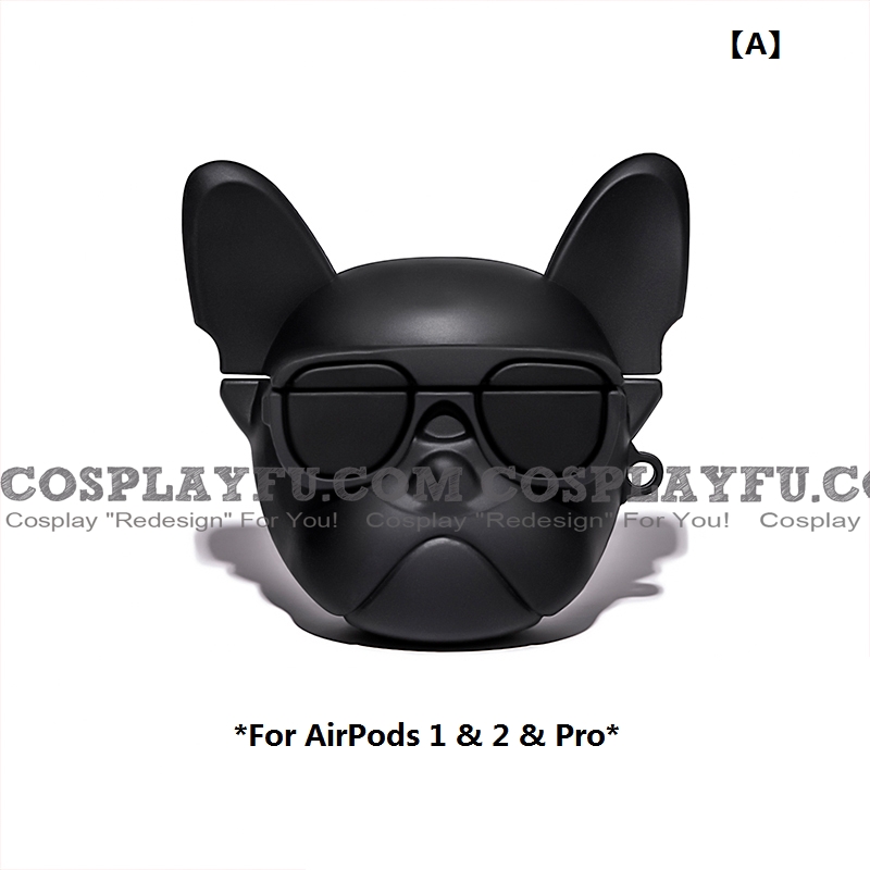 Cute Noir Bouledogue | Airpod Case | Silicone Case for Apple AirPods 1, 2, Pro Cosplay